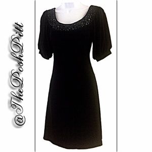 Soulmates Black Embellished Puff Sleeve Mini Dress